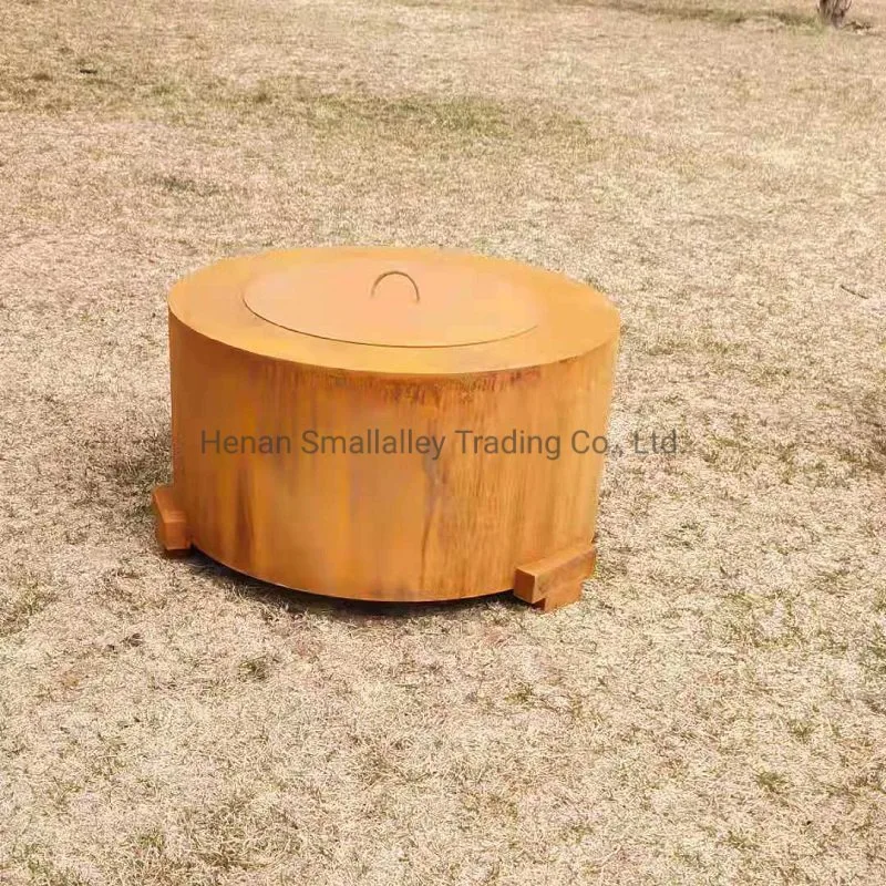 Rusty Firepit Table Corten Steel Smokeless Fire Pit with Lid