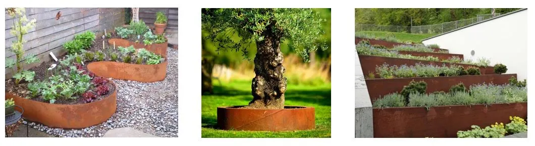 High Quality Outdoor Corten Steel Rectangular Simple Garden Edging