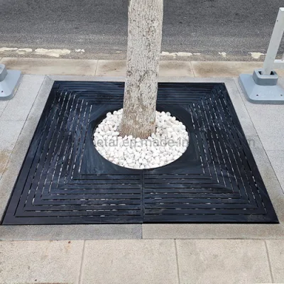 Rejilla de árbol de metal rectangular de rejilla al aire libre de acero galvanizado en caliente