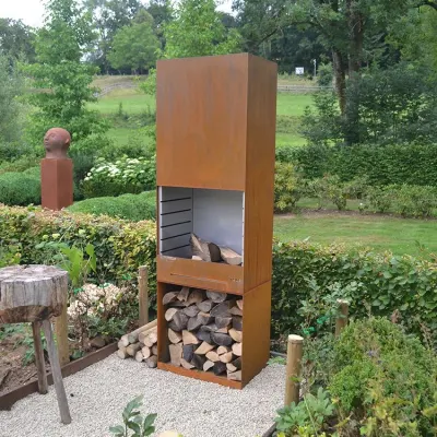 Calentador de jardín para patio trasero al aire libre Chimenea de leña de acero Corten para quemar leña